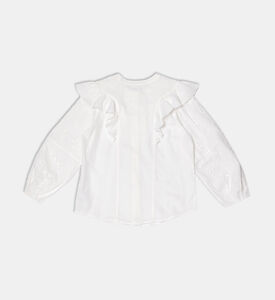 Cotton Poplin Ruffled Blouse