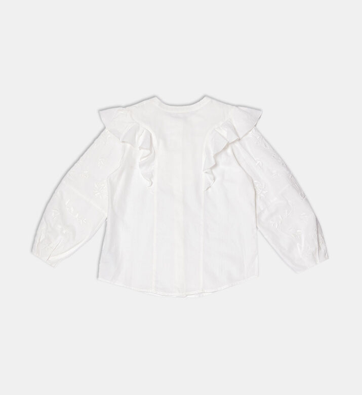 بلوزة قطن بوبلين مكشكشة