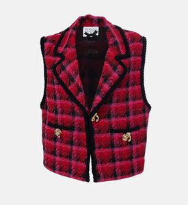 Plaid Tweed Sleeveless Blazer Plaid Tweed Sleeveless Blazer