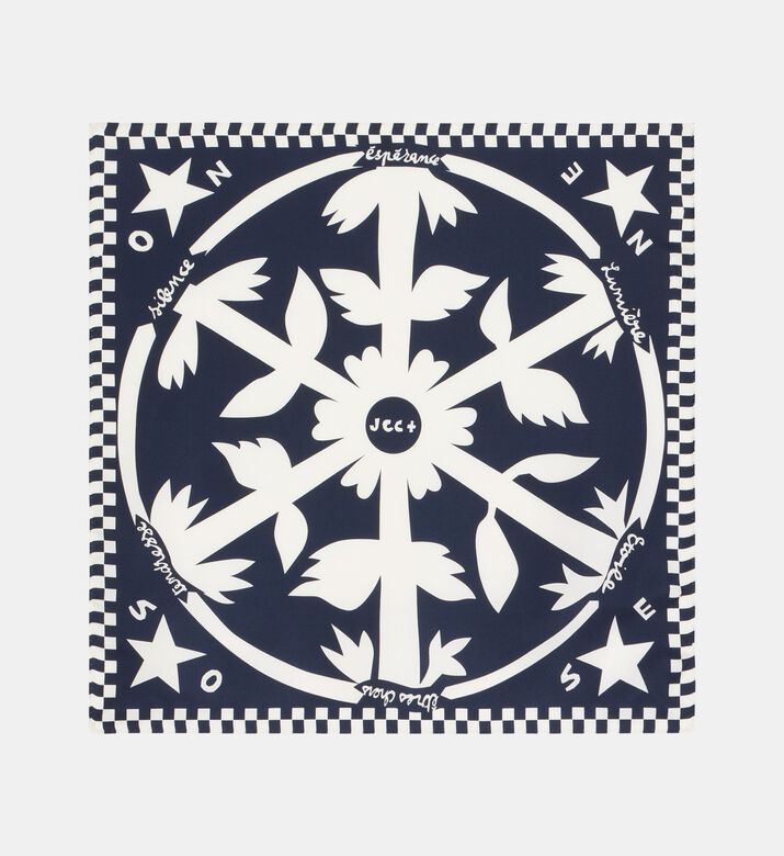 Galeries Lafayette Bold Graphic Check Silk Scarf, Blue, Fs, Packshot View