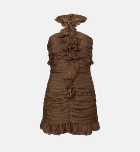 Ruched Ruffled Collar Dress Ruched Ruffled Collar Dress