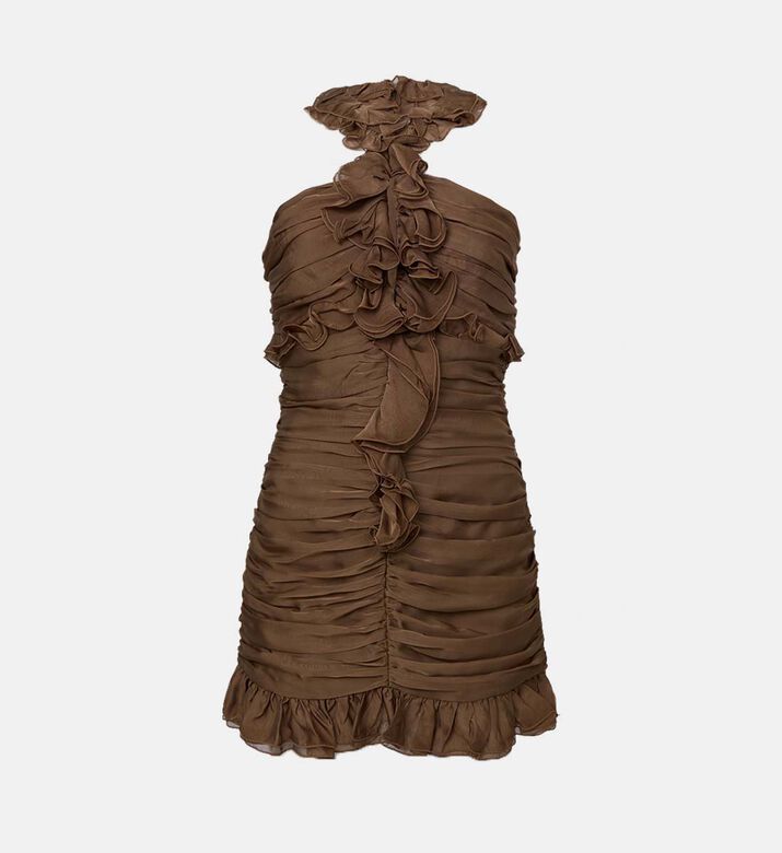 Ruched Ruffled Collar Dress Ruched Ruffled Collar Dress