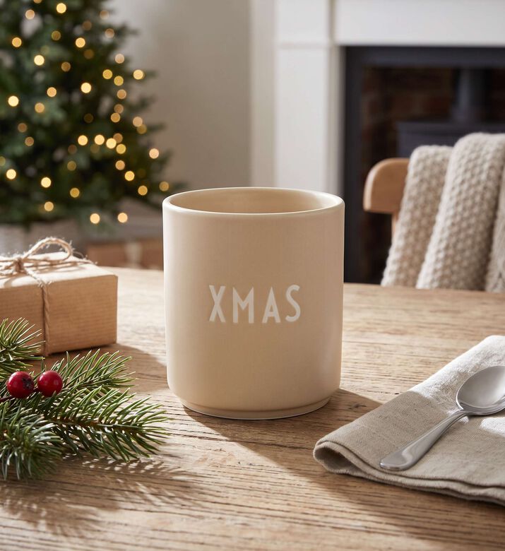Design Letters Christmas Hohoho Engraved Porcelain Mug 8 X 8.5 Cm, Beige, Model View