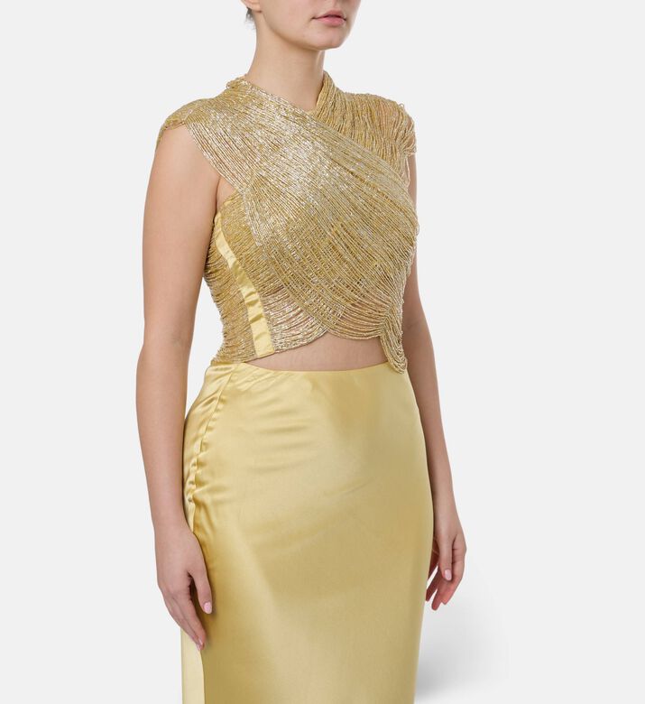 Cult Gaia Beaded Draped Sleeveless Top, Model View