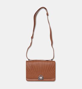 Camille Fournet Signature Calf Leather Pleated Shoulder Bag, Brown, Packshot View