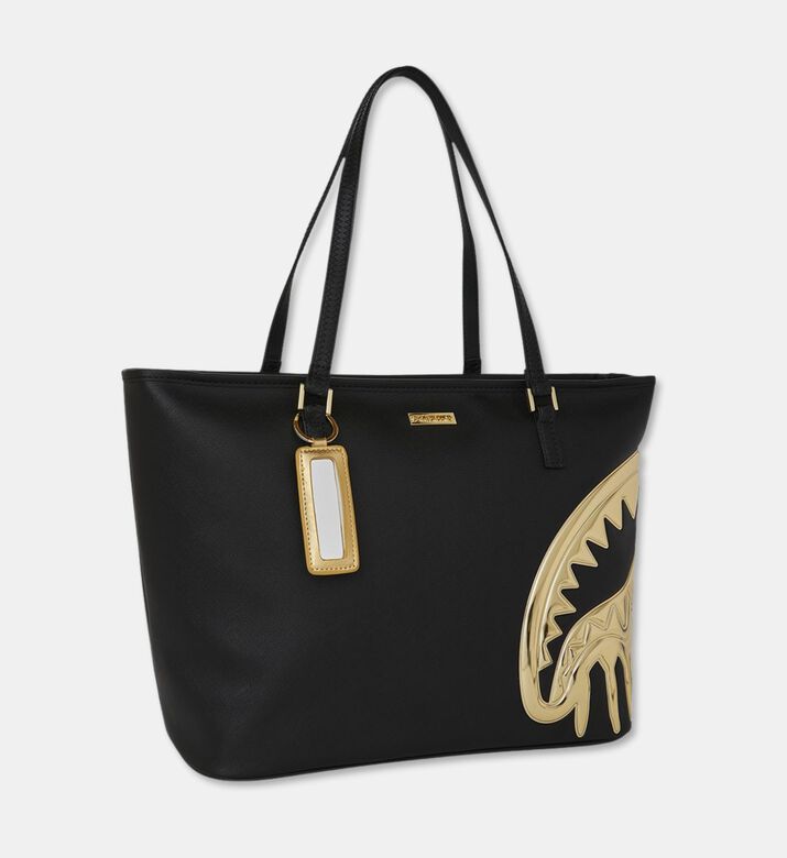 Sprayground Gold Drips Shark Mouth Tote Bag, Packshot View