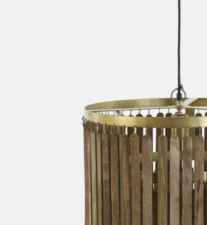 Light and Living Gularo D45 Wood Pendant Lamp, Brown, 45x45x43-cm, Packshot View