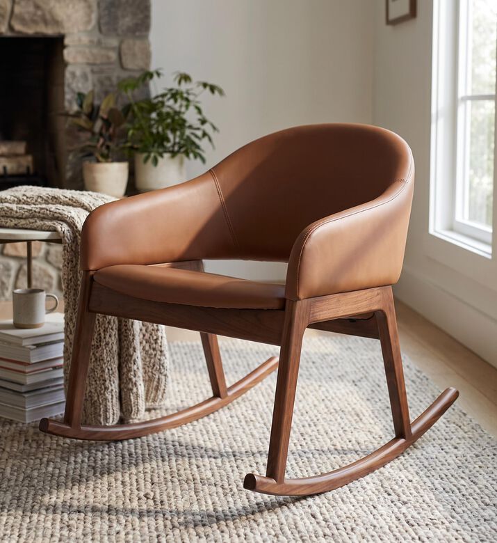 Home Deco and More Isa Walnut Wood Rocking Chair, Packshot View