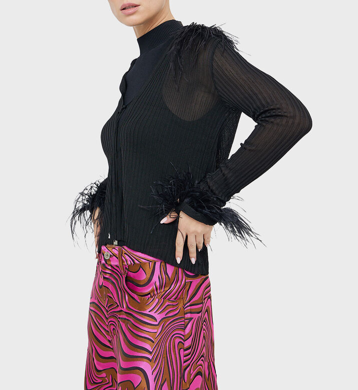 Feather Detailed Knitted Cardigan