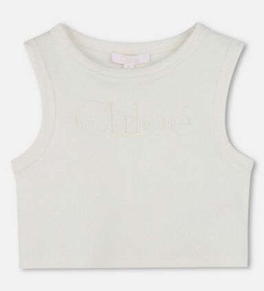 Embroidered Logo Ribbed Tank Top