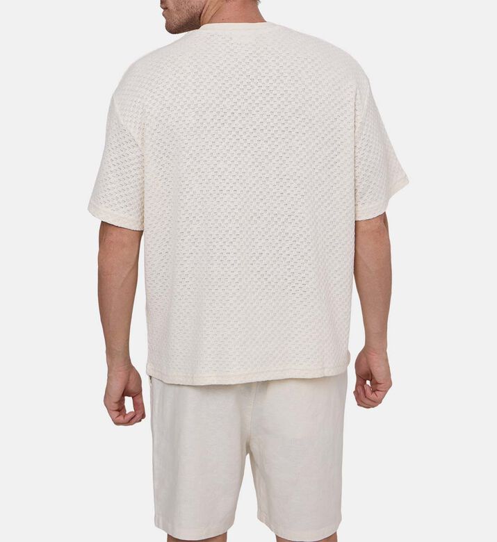 تيشيرت بروس قصير الأكمام مضلع بمربعات