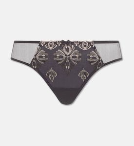 Chantelle Seamless Mesh Embroidered Tanga, Dark-grey, Xl, Packshot View