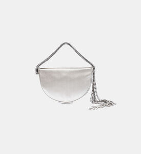 حقيبة يد ساتان بمقبض بحجر راين