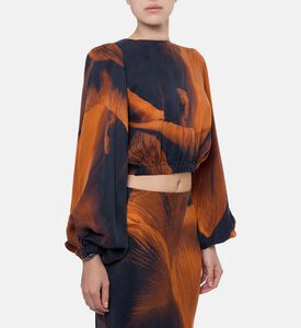 Niluu Floral-print V-neck Cropped Top, Model View