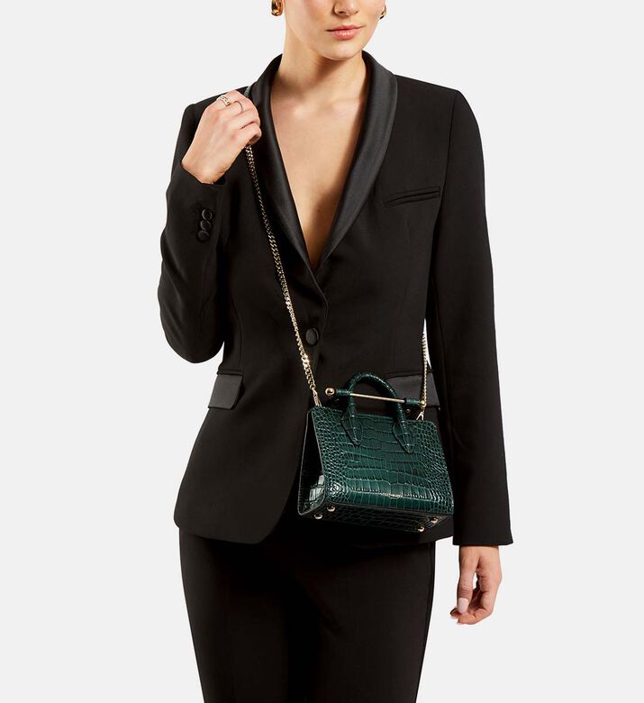 حقيبة يد نانو بمقبض علوي بنقش تمساح