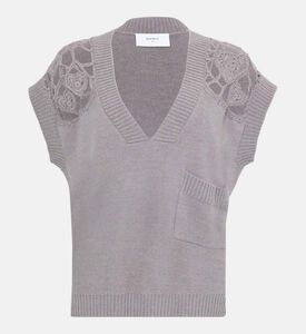Wool Lace-shoulders V-neck Vest