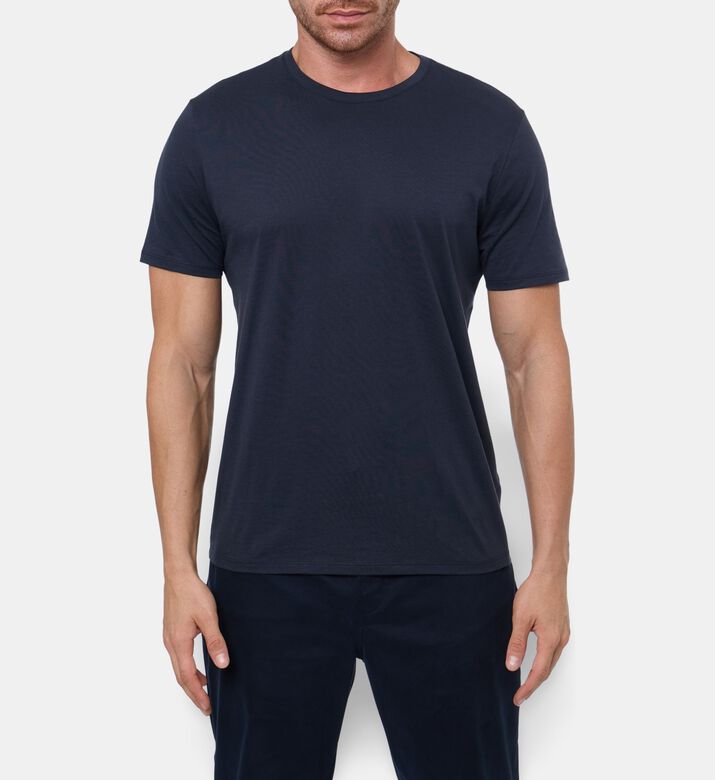 Vince Cotton Crewneck T-shirt, Blue, M, Model View