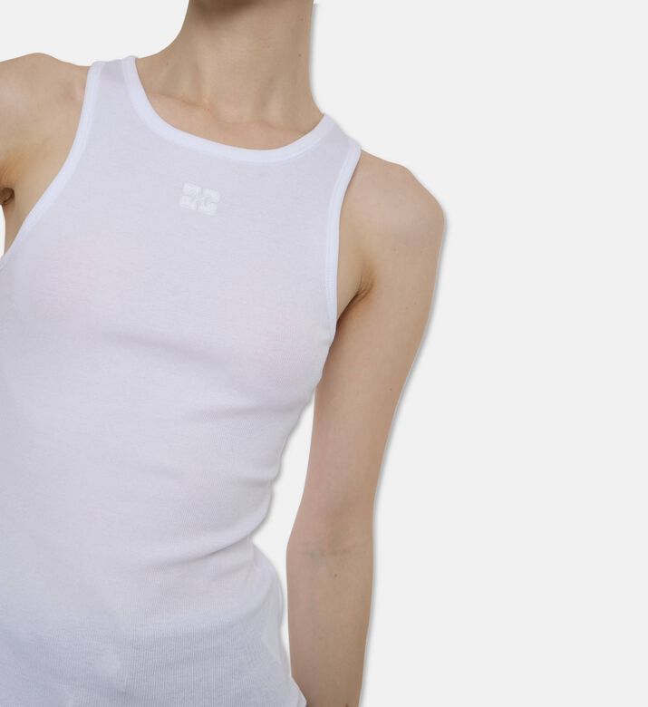 Ganni Minimalist Ribbed Tank Top, Model View