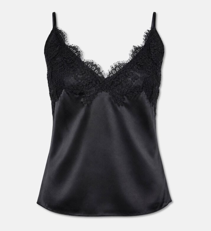 Luisa Spagnoli Sleeveless Embroidered-flower Top, Black, L, Packshot View