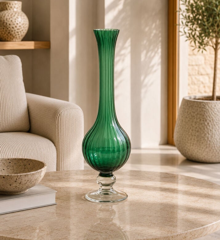 Edg Collolungo Glass Long Vase, Green, Packshot View