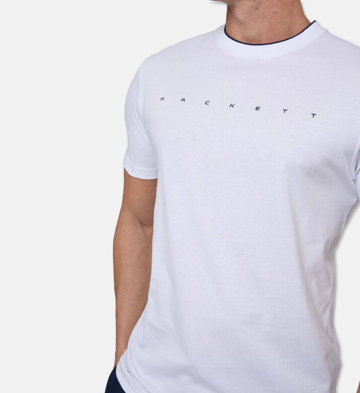 Hackett London Cotton Logo-print Crewneck T-shirt, White, M, Model View