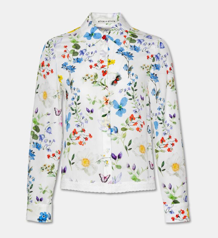 Alice and Olivia Floral Silk Long-sleeve Shirt, Packshot View