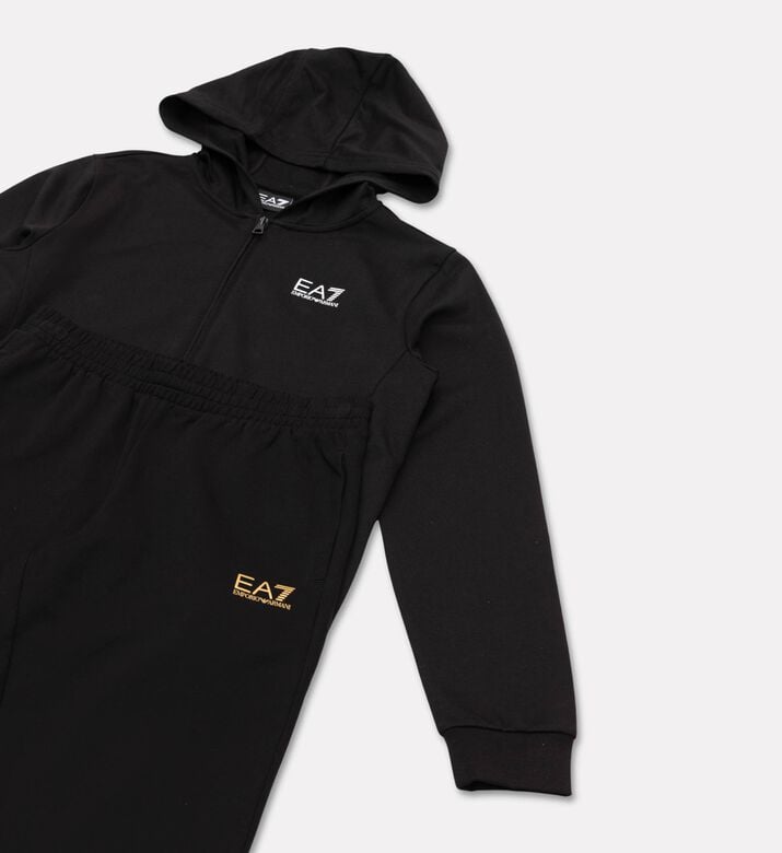 EA7 Cotton Zip-up Tracksuit, Black, 14y, Packshot View