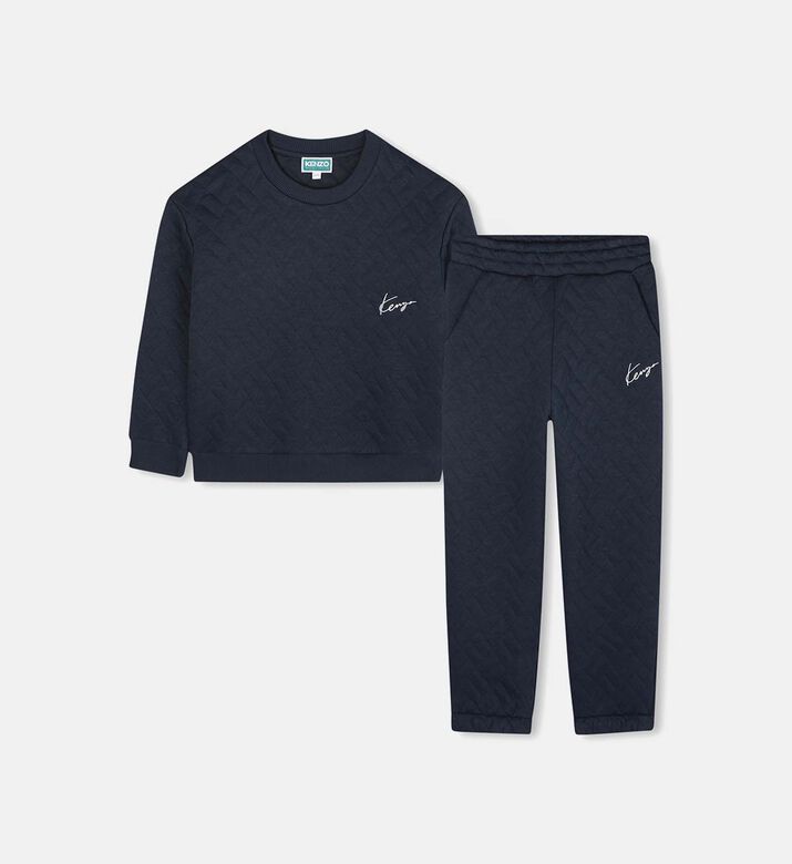 Quilted Long-sleeve Sweatshirt Trousers Set