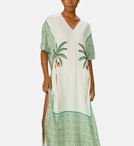 قفطان مانو بطبعة استوائية وياقة في