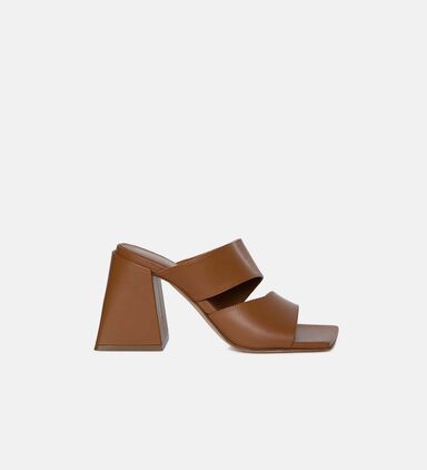 High Heel Leather Sabot Mules