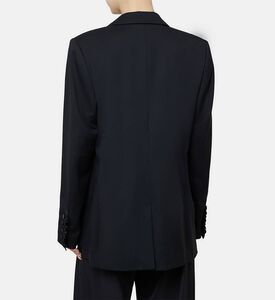 جاكيت بياقة بطية ساتان بصفي أزرار