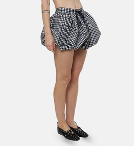 Ganni Checkered-print Mini Bubble Skirt, Model View
