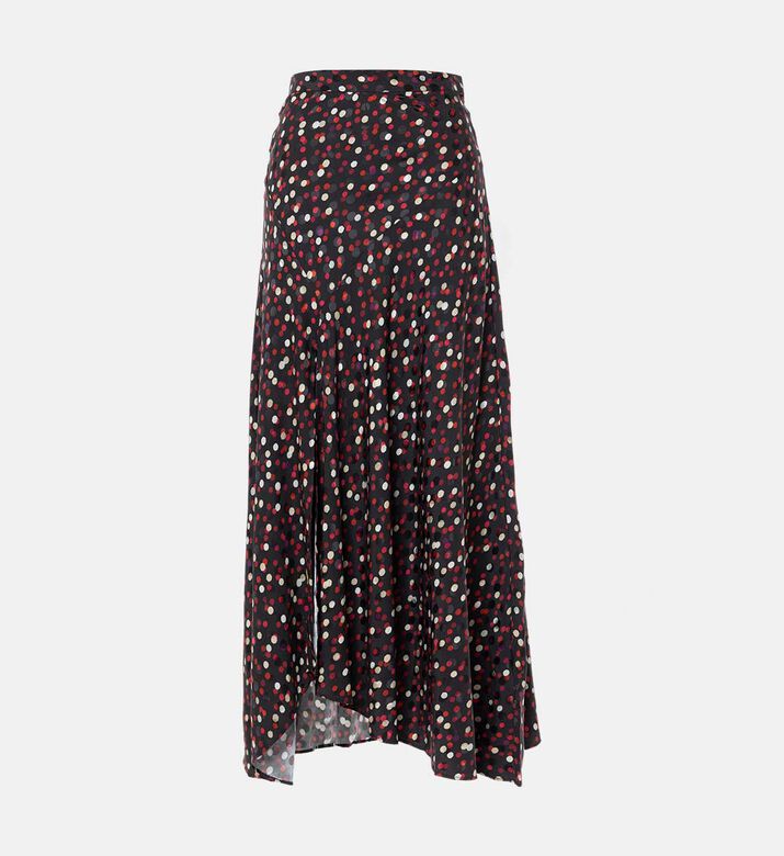 Polka-dot Print Flared Skirt