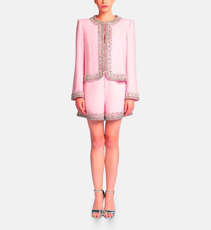 Michael Cinco Beads-embellished Regular-fit Set, Pink, M, Model View