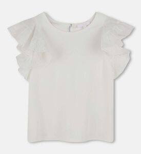 بلوزة بأكمام مكشكشة بأزرار إغلاق