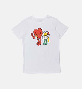 Heart Smiling Flower Printed T-shirt