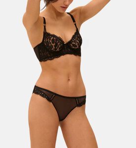 Sheer Floral Lace Scalloped Trim Underwired V-neck Bra Sheer Floral Lace Scalloped Trim Underwired V-neck Bra