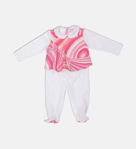 Matching Abstract-print Long-sleeve Romper Set