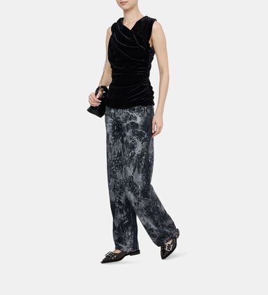 Velvet Jersey Ruched Crossover Blouse
