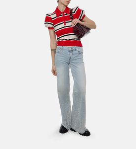 Alice and Olivia Rhinestone-embellished Wide-leg Denim Pants, Model View