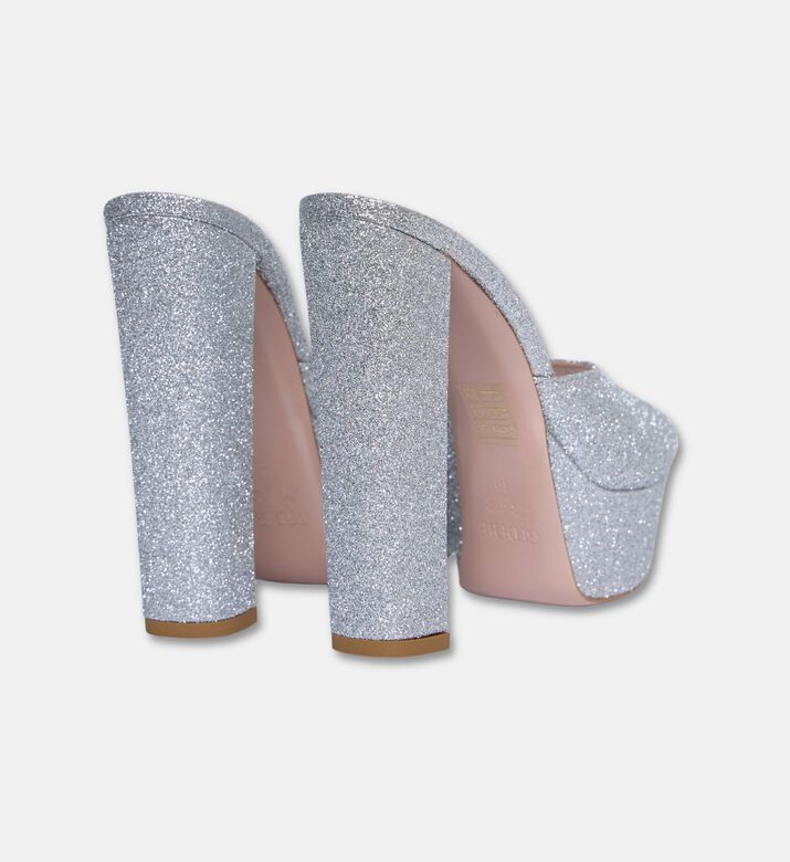 Gedebe Jery Glitter Open-toe Chunky Block Heel, Silver, Eu-36, Packshot View