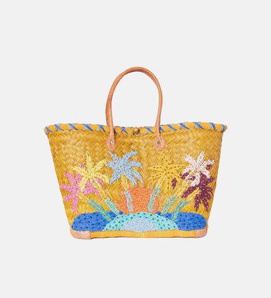 Palm Trees Woven Tote Bag