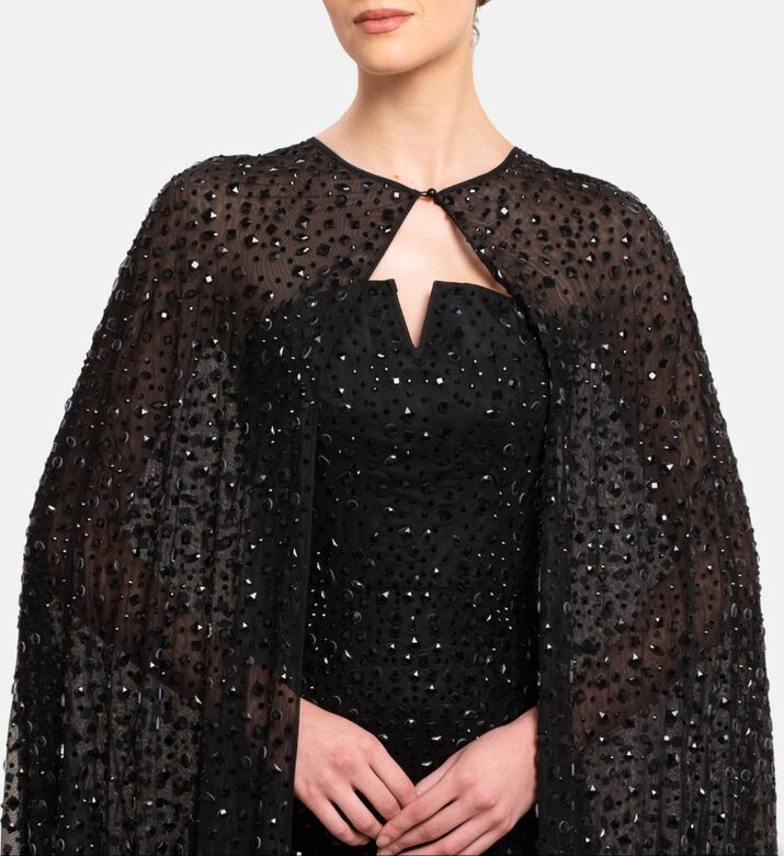 Michael Cinco Draped Cape Dress, Model View