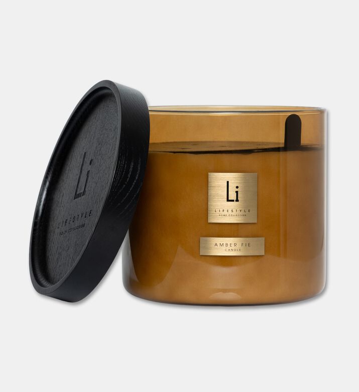 Life Style Home Amber Fie Xxl Luxury Amber Glass Candle, Packshot View