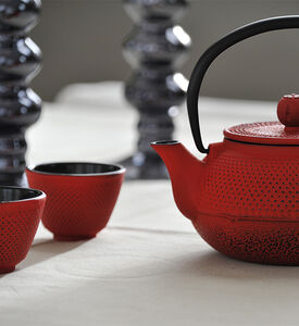 طقم إبريق وأكواب شاي بحديد زهر 4 قطع