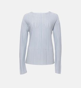 بلوزة طويلة الأكمام محبوكة بياقة دائرية