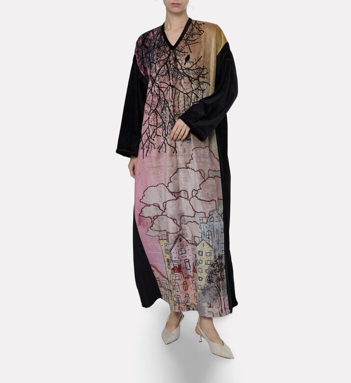 Dalia Al Azem Beaded Winter-print Dress, Model View