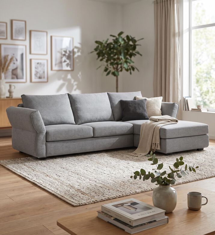 Home Deco and More Talent Right Hand Side Sofa Corner, Grey, Packshot View