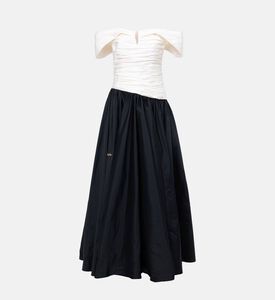 فستان أنيق بلونين مكشوف الكتفين