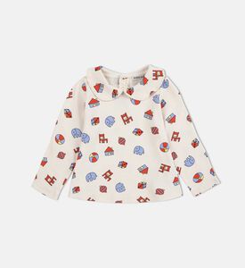 Bobo Choses All-over Colorful Animal Pattern Snap Buttons T-shirt, Packshot View